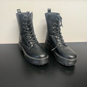UNIONBAY Black Combat Moto Boots with Chunky Platform